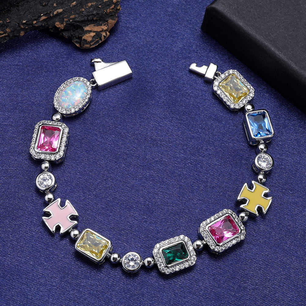 Colorful gem jewelry bracelet, women's accessory, high-end men's bracelet
