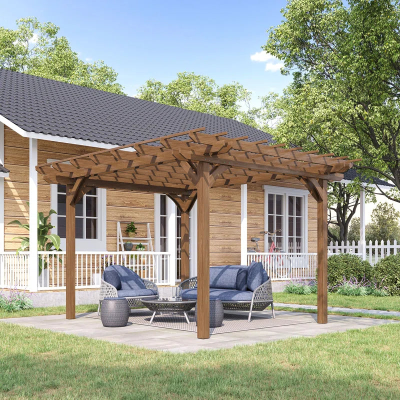 12 Ft. W X 10 Ft. D Solid Wood Pergola