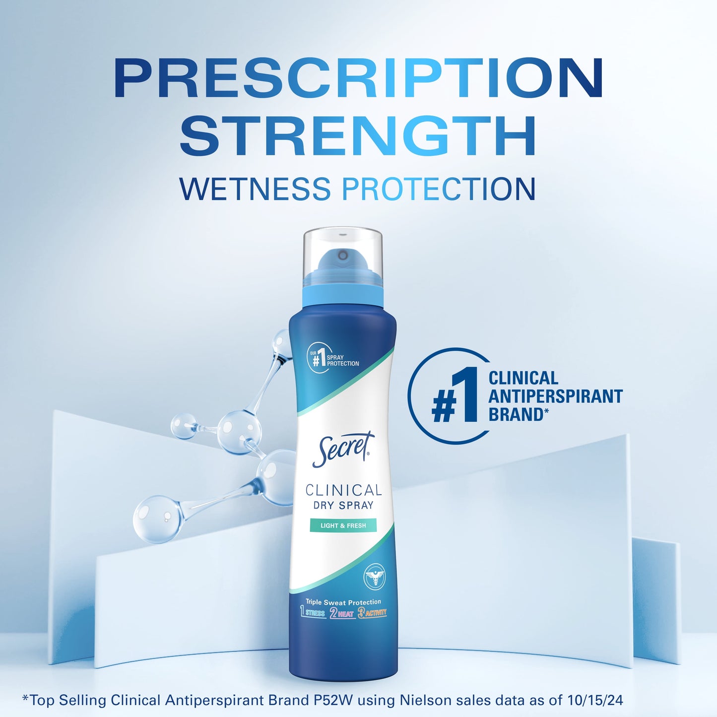 Clinical Strength Dry Spray Antiperspirant & Deodorant for Women, Light & Fresh Scent, 3.8Oz