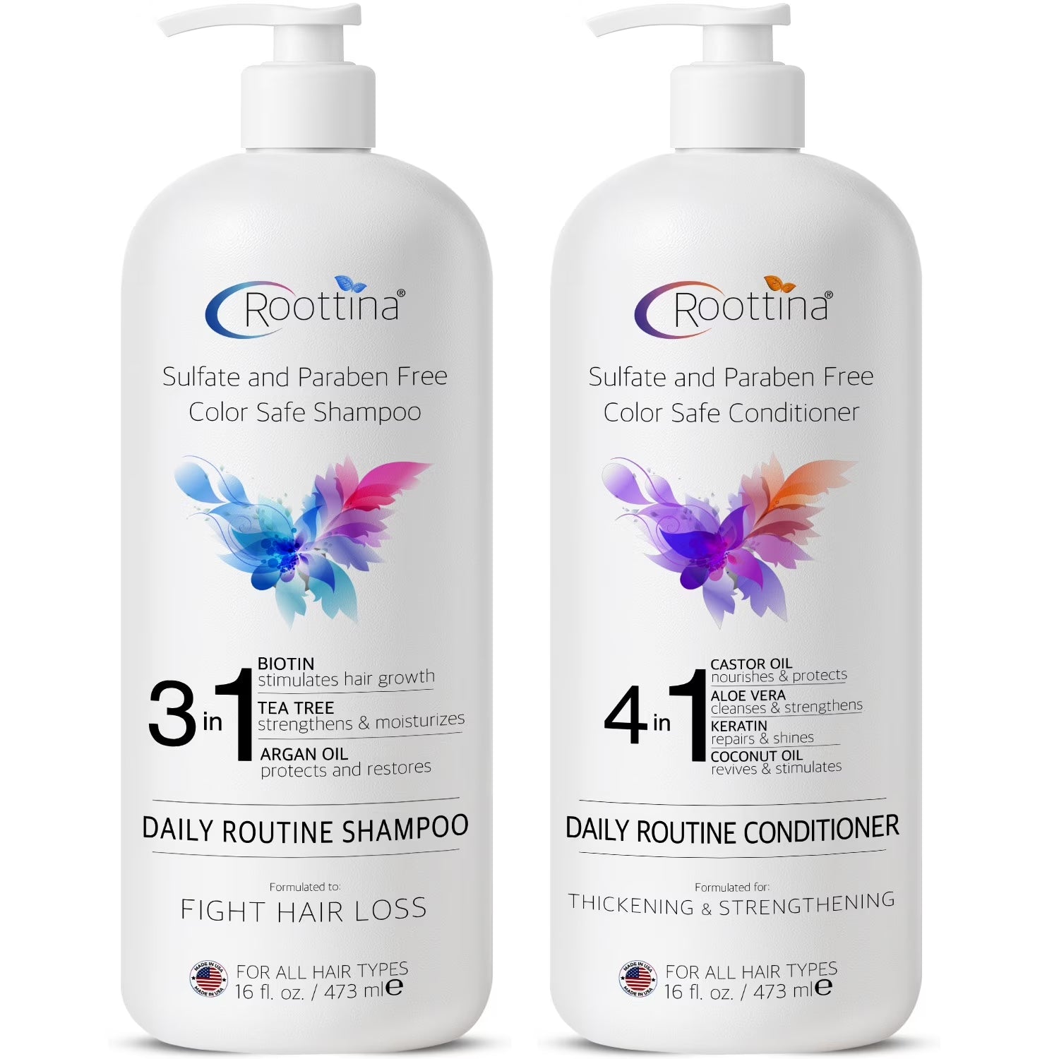 Daily Routine Shampoo and Conditioner for Women Hair Loss with DHT Blocker, Hair Loss and Growth Support, Made in USA (16 Fl Oz X 2)