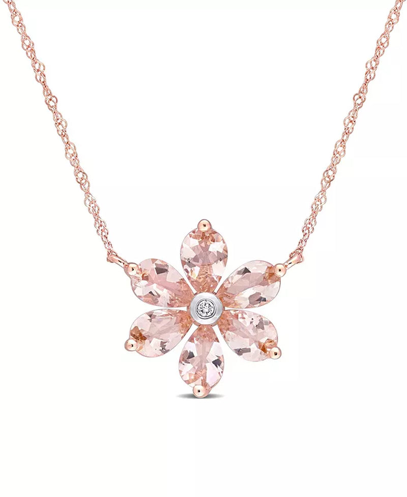 Morganite and Diamond Accent Floral Necklace