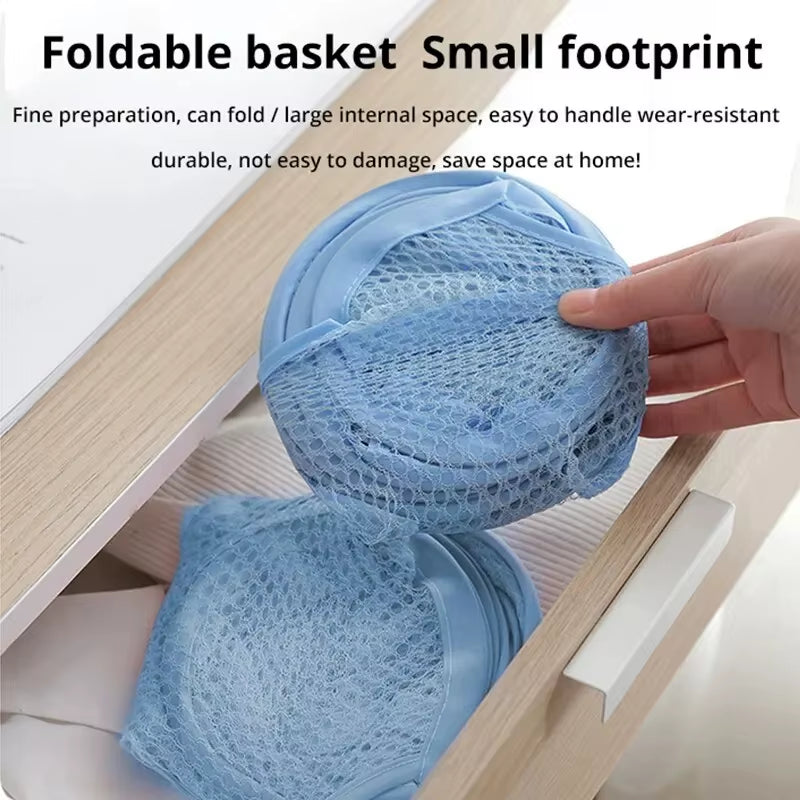 Folding Household Laundry Storage Basket Mesh Dirty Clothes Storage Baskettoy Storage Bag Household Storage Bucket