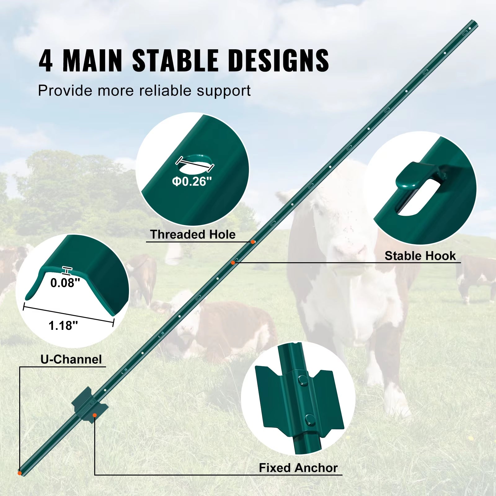 Fence Post T-Post Heavy Duty Metal Fence Post Sturdy Steel Fence Stakes for Garden Yard Lawn Farms Outdoor Wire Fencing