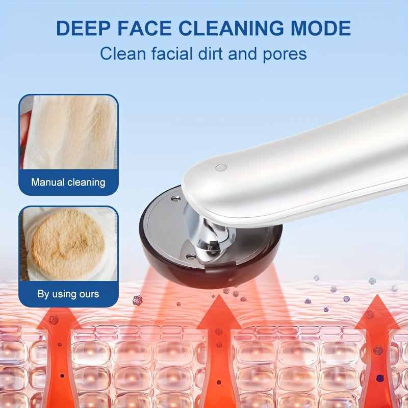 Vlvee Facial Beauty Instrument: Vibrating Massage with Four Color LED Lights - Clean, Deep, Hot, And Eye Care Modes - USB Charged, No Fragrance