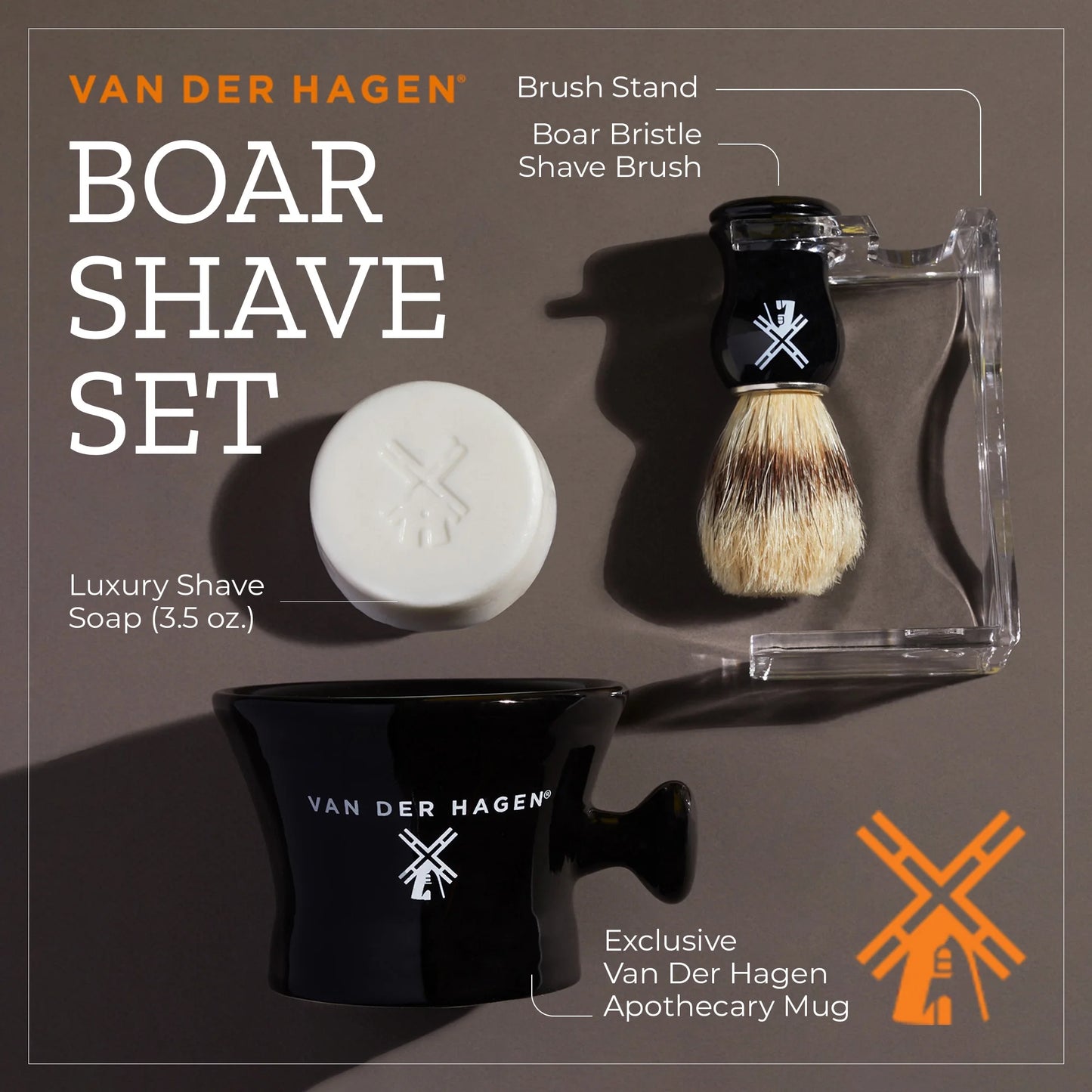 Men'S Boar Shave Set, with Soap, Brush and Mug, 3.5 Oz