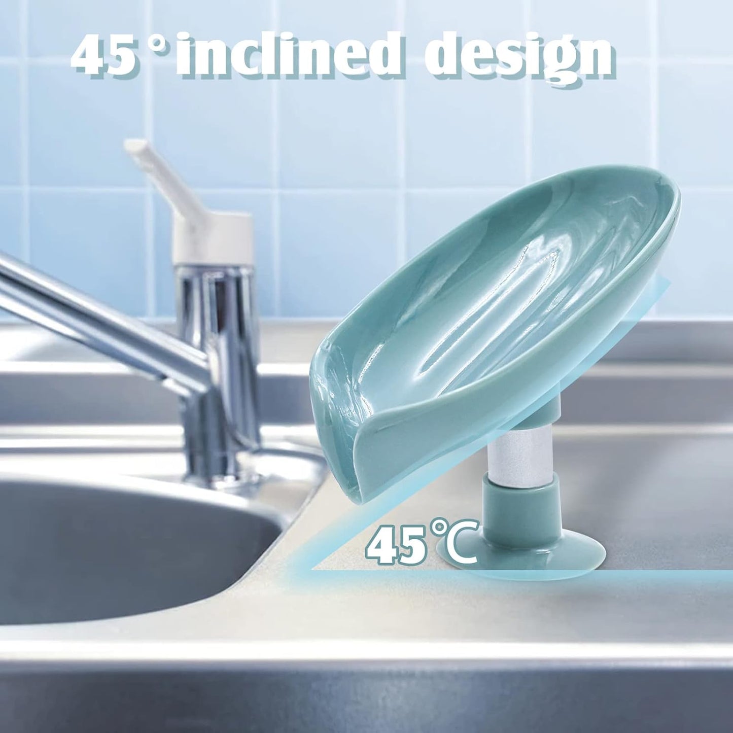 1Pcs Suction Upgrade Self-Drain Soap Holder with Soap Bag, Leaf-Shape Soap Dish with Suction Cup Not Punched Bar Soap Holder Soap Saver Detachable Soap Box for Shower Bathroom Kitchen Sink