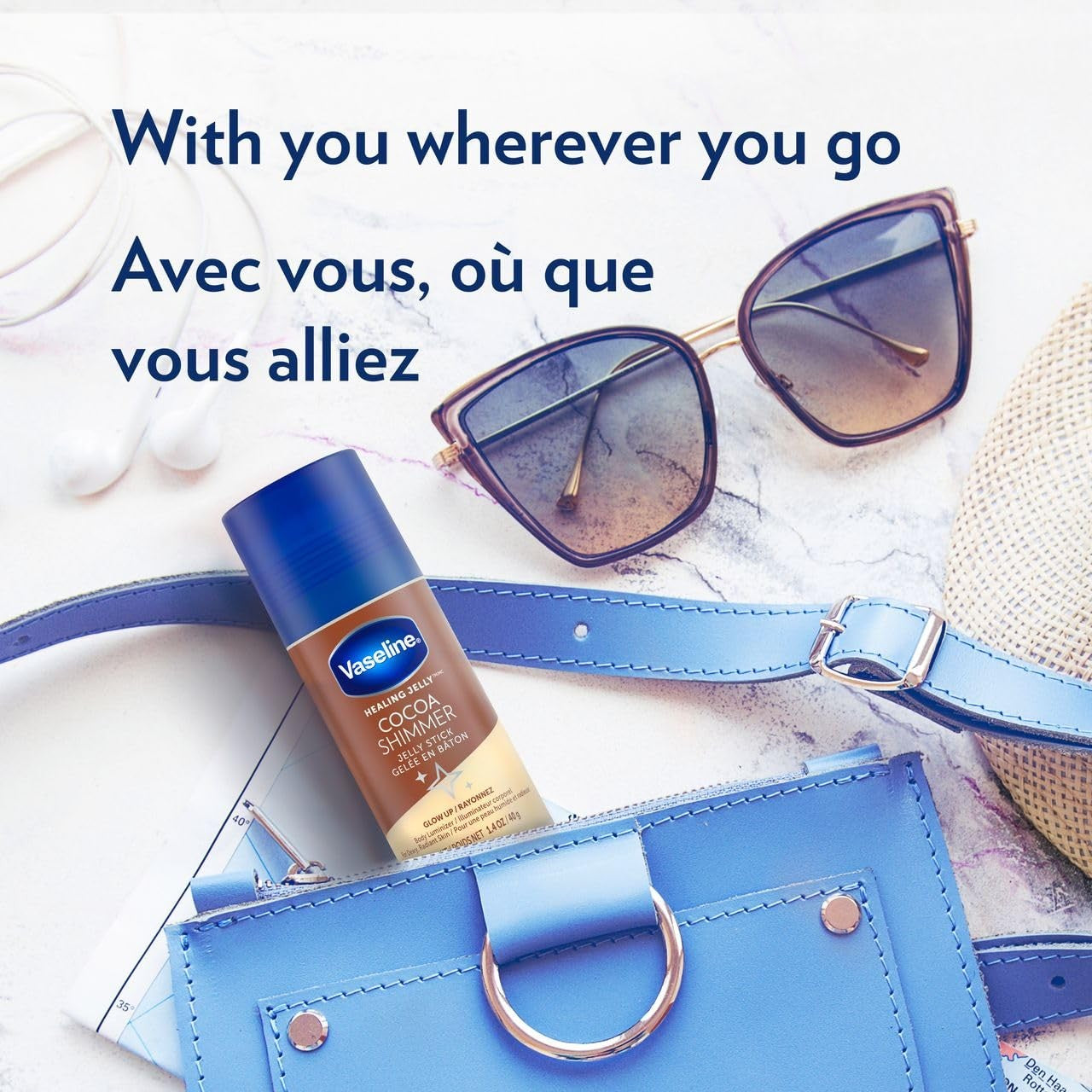 Unilever Vaseline Cocoa Shimmer Jelly Stick GLOW up Body Luminizer for Dewy