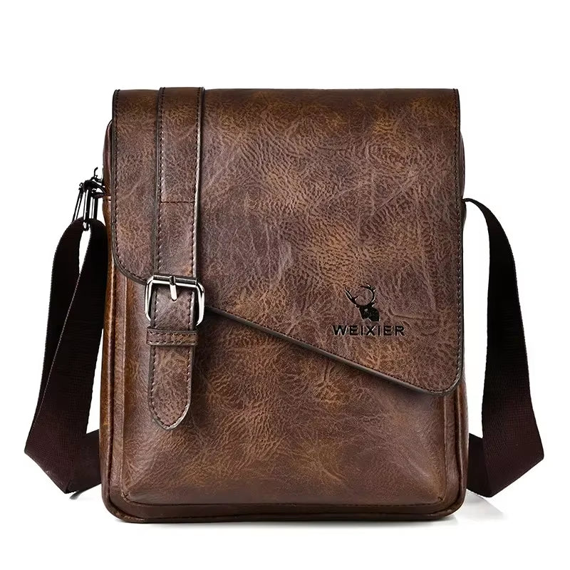 Men'S Retro Business Shoulder Bag New Fashionable Brand Name PU Leather Retro Handbag Versatile Travel Crossbody Bag Tote Bag