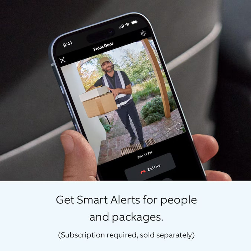 Battery Doorbell with Head-To-Toe HD Video, Live View with Two-Way Talk, and Motion Detection & Alerts, Satin Nickel
