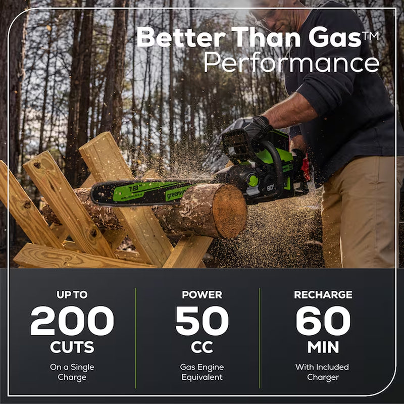 Pro 80-Volt 18-In Battery 4 Ah Chainsaw Battery Included Charger Included