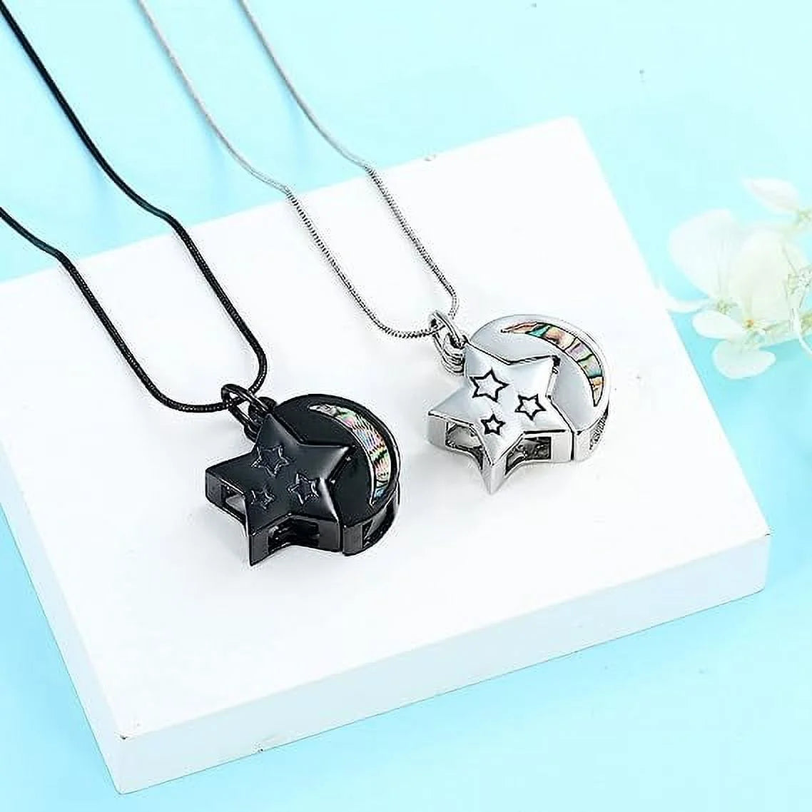 Moon & Star Urn Necklaces for Ashes Celtic Knot Cremation Jewelry for Ashes Memory Jewelry for Women Men