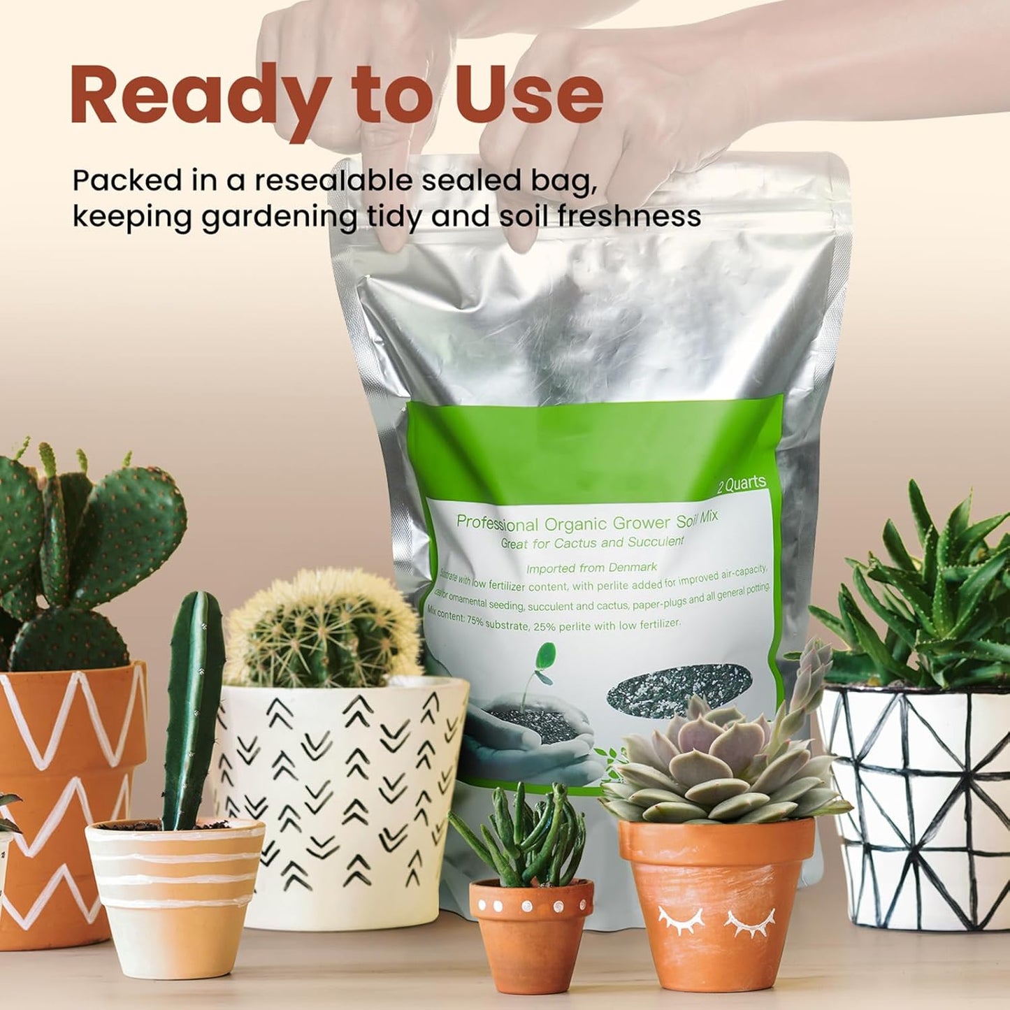Succulent Cactus Potting Soil Mix (4 Qt), All-Purpose Garden Potting Mix for Ind