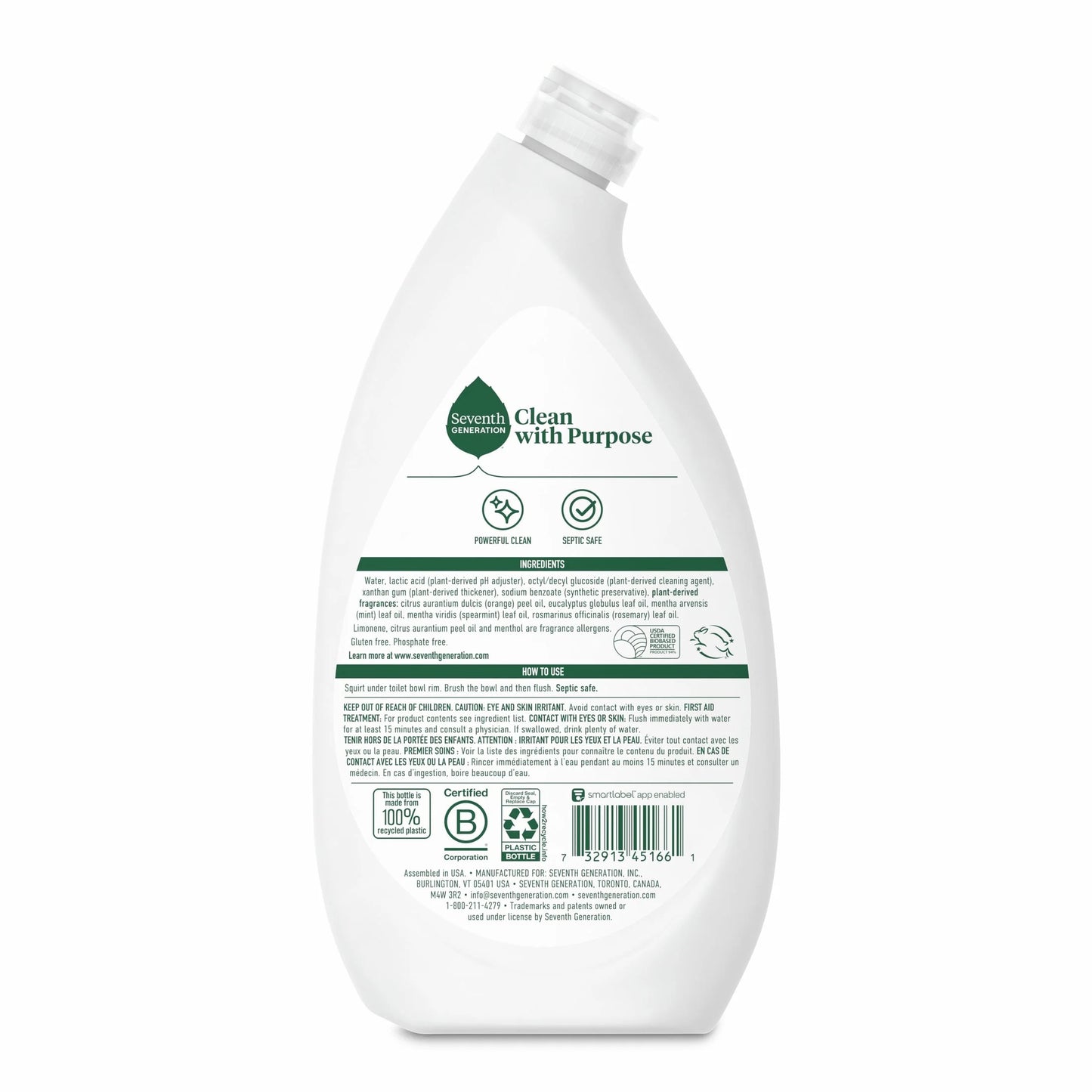 Toilet Bowl Cleaner without Chlorine Bleach, Fresh Mint Ammonia Free, 24 Oz