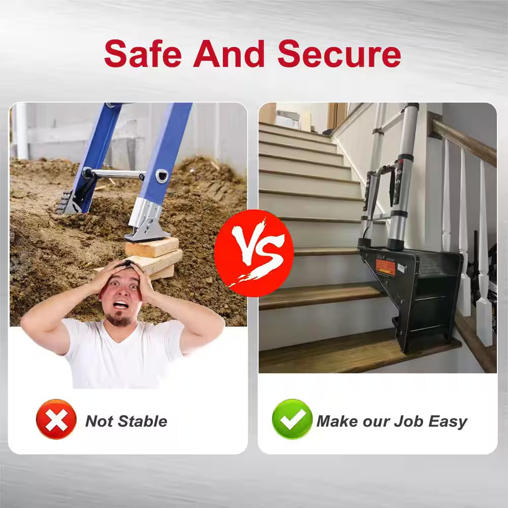 Easy to Use Ladder Leveler with Storage, Stair Ladder Stabilizer for All Surfaces, Extension Ladder Accessories