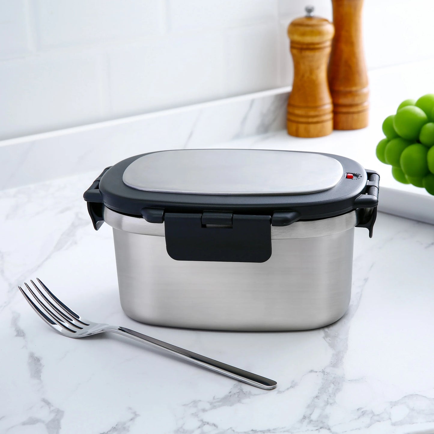 33 Oz Rectangular Insulated Food Container, Stainless Steel