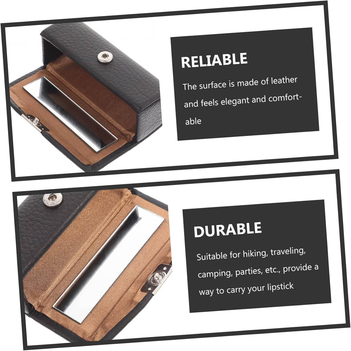 Delicate Lipstick Holder with Mirror Small Leather Lipstick Case for Women for Purse Durable Design with Snap Button for Travel and Daily Use