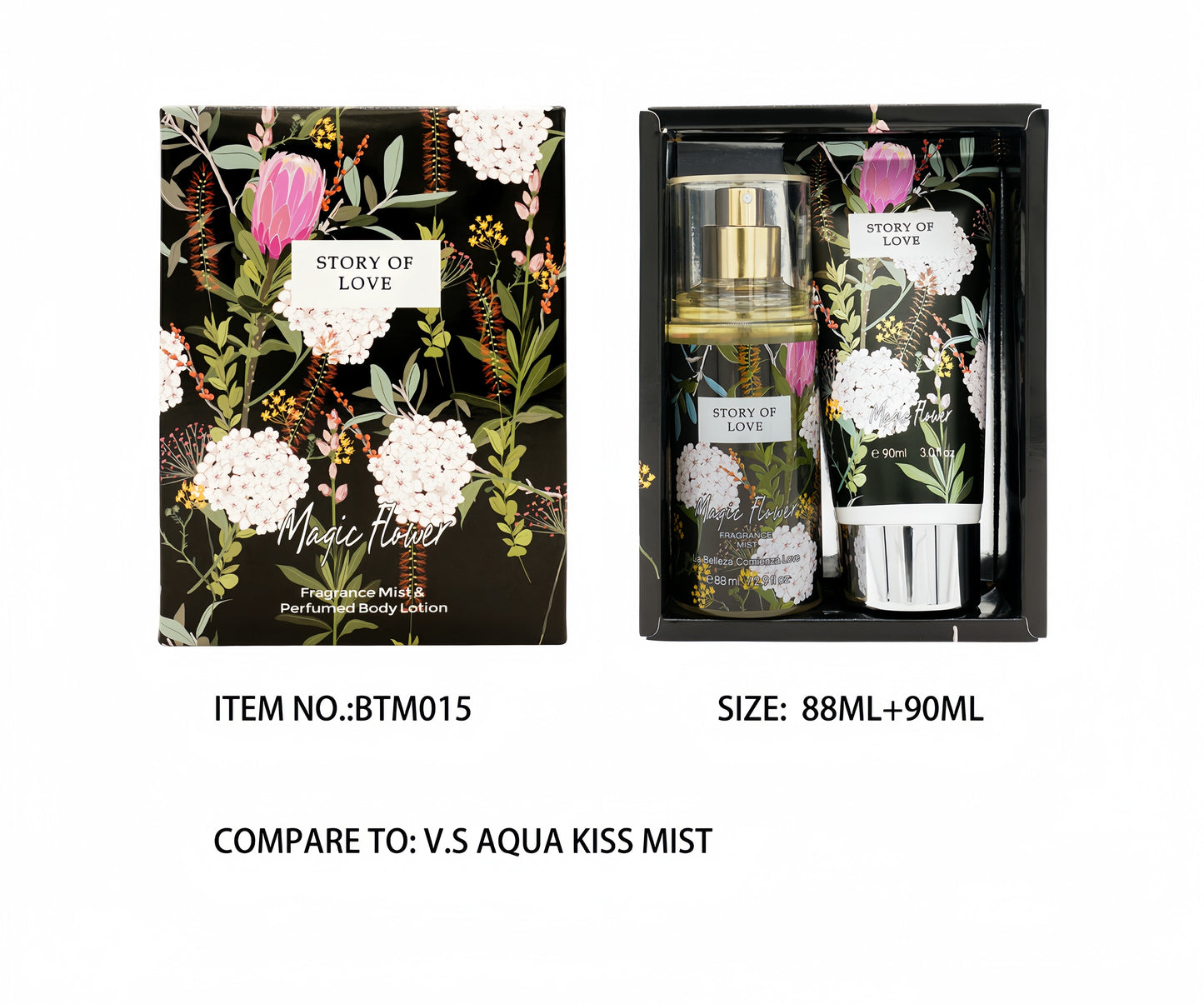 2.98oz Fragrance Mist&3.04oz Perfumed Body Lotion, Floral Notes, A Perfect Gift For Her, Nourishing Moisturizing Gift Set