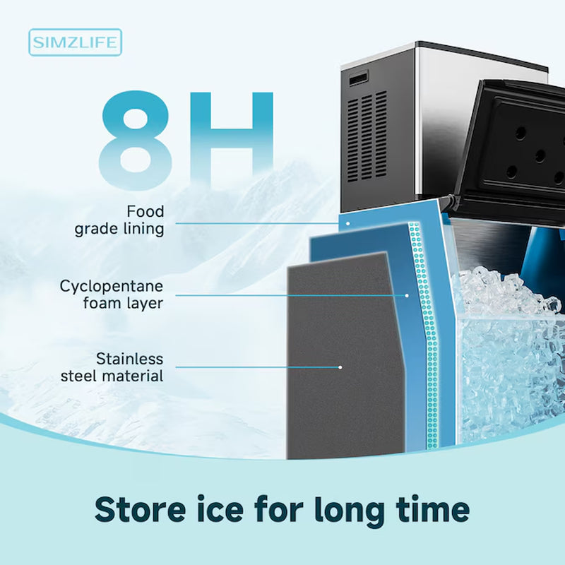22.2-In Flip-Up Door for Commercial Use Cubed ( Silver,400Lbs/24H Ice Maker,250Lbs Ice Storage,Auto-Clean )