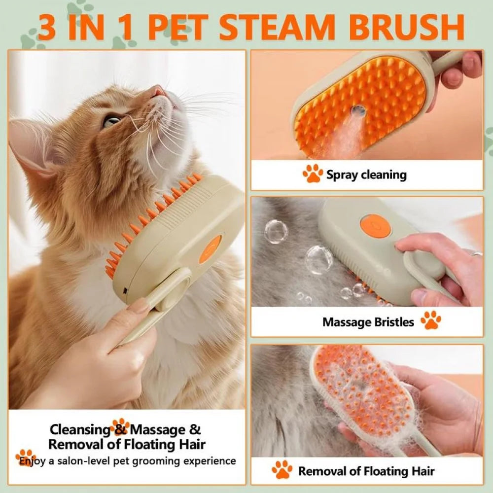 Pet Steam Brush,Cat Dog Hair Remover, Adjustable Pet Hair Remover,Pet Steamy Mist,Steam Pet Brush for Pet Hair 3-IN-1 Steamy Cat Brush Grooming Comb for Dogs Steam Brush for Cats Remove Flying Fur