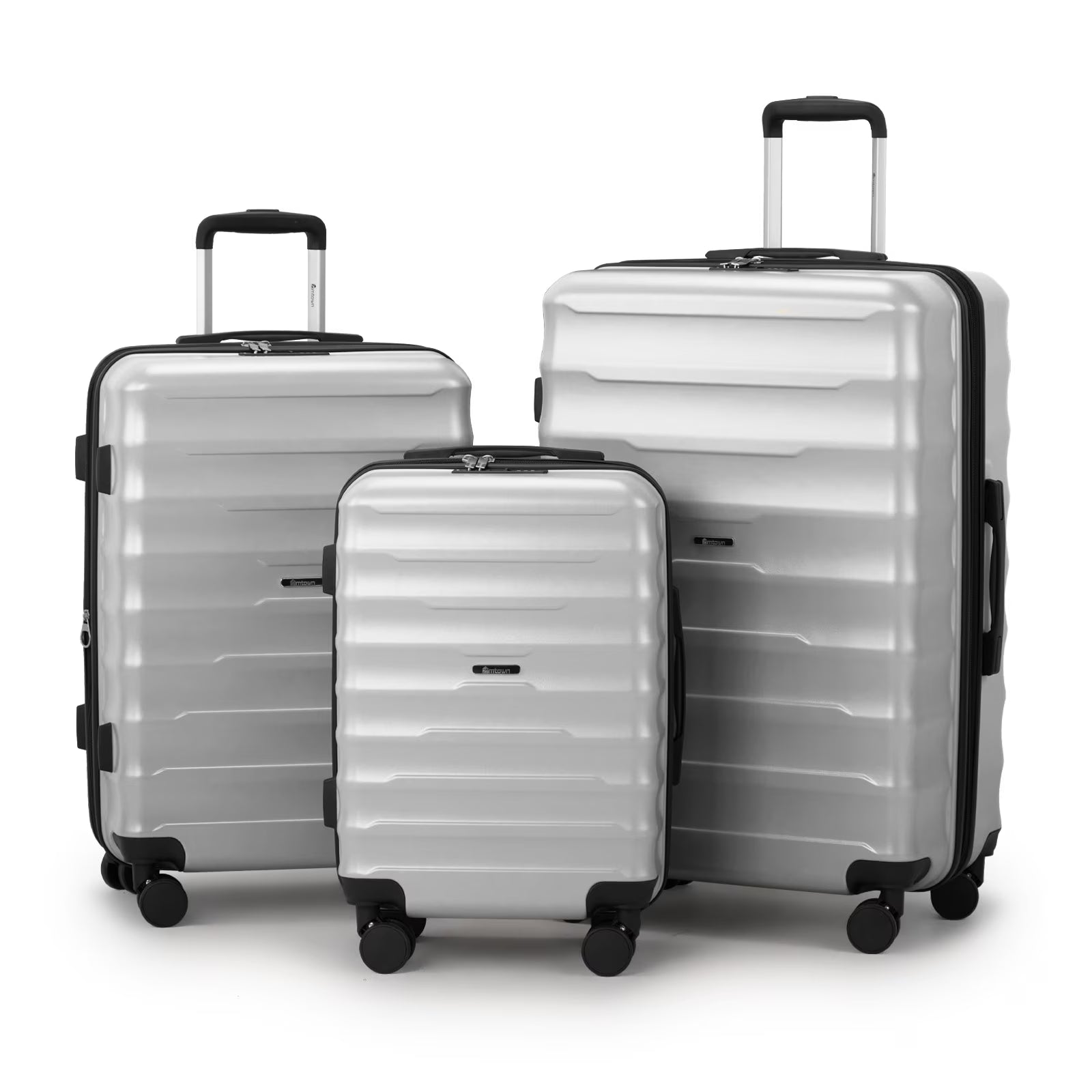 3 Piece Luggage Sets, ABS+PC Expandble Hardside Suitcase TSA Lock Lightweight Durable Spinner Luggage, Gray