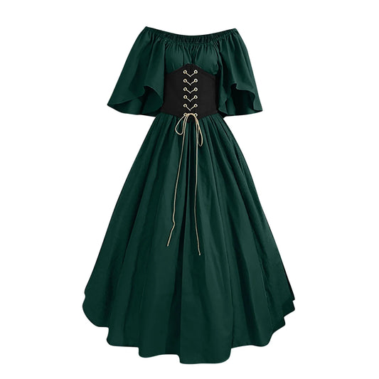 Clearance Women Vintage Corset Dress Solid Color Corset Midi Dress Winter plus Size Dress Fit and Flare Cocktail Dress Lace up Midi Dress White Evening Dress Women