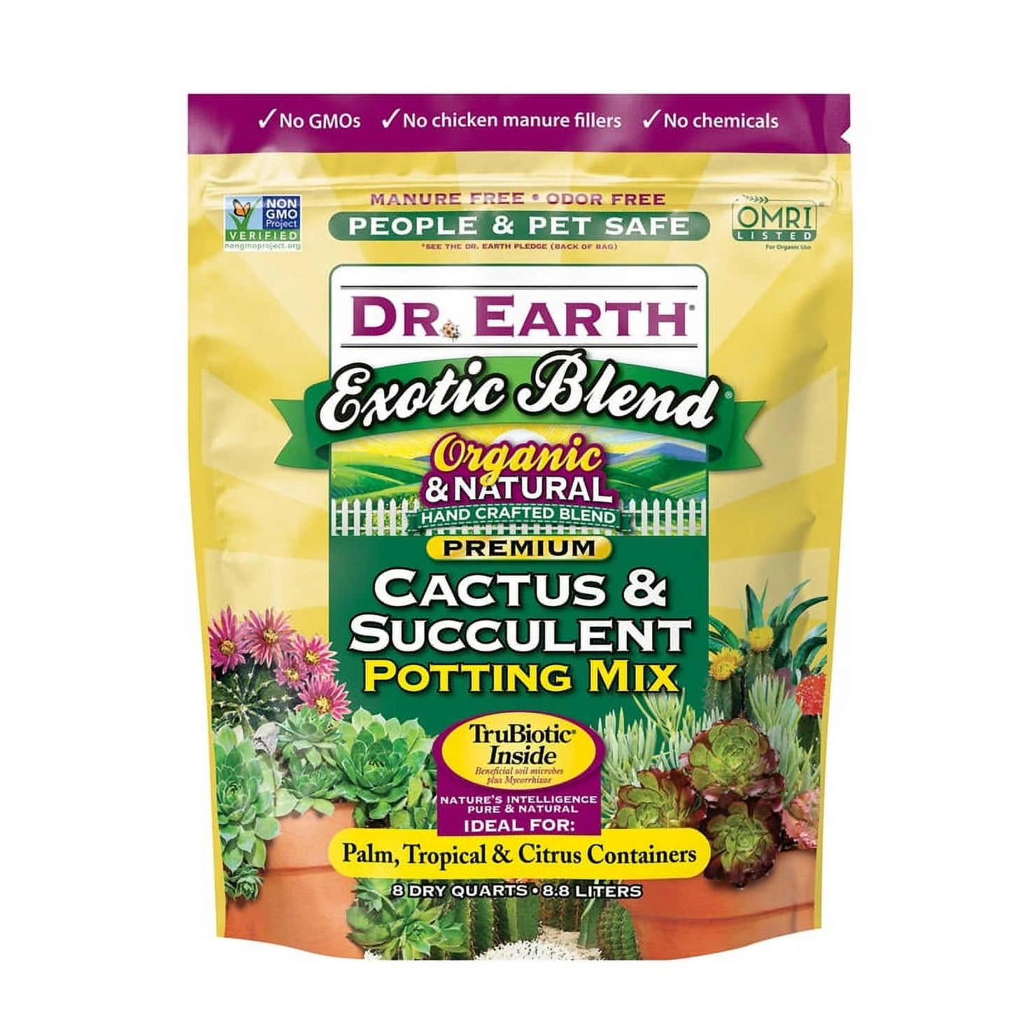 Organic & Natural Exotic Blend Cactus & Succulent Potting Soil, 8 QT