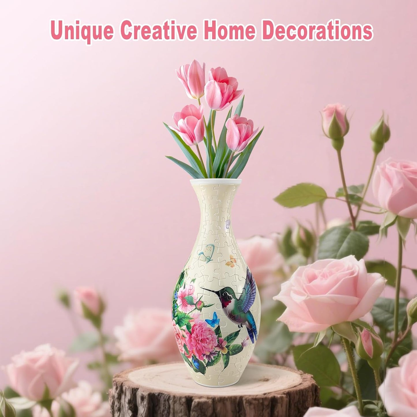 3D Puzzles Vase for Adults, 160 Pieces Plastic DIY Unique Pattern Vase, Crafts F