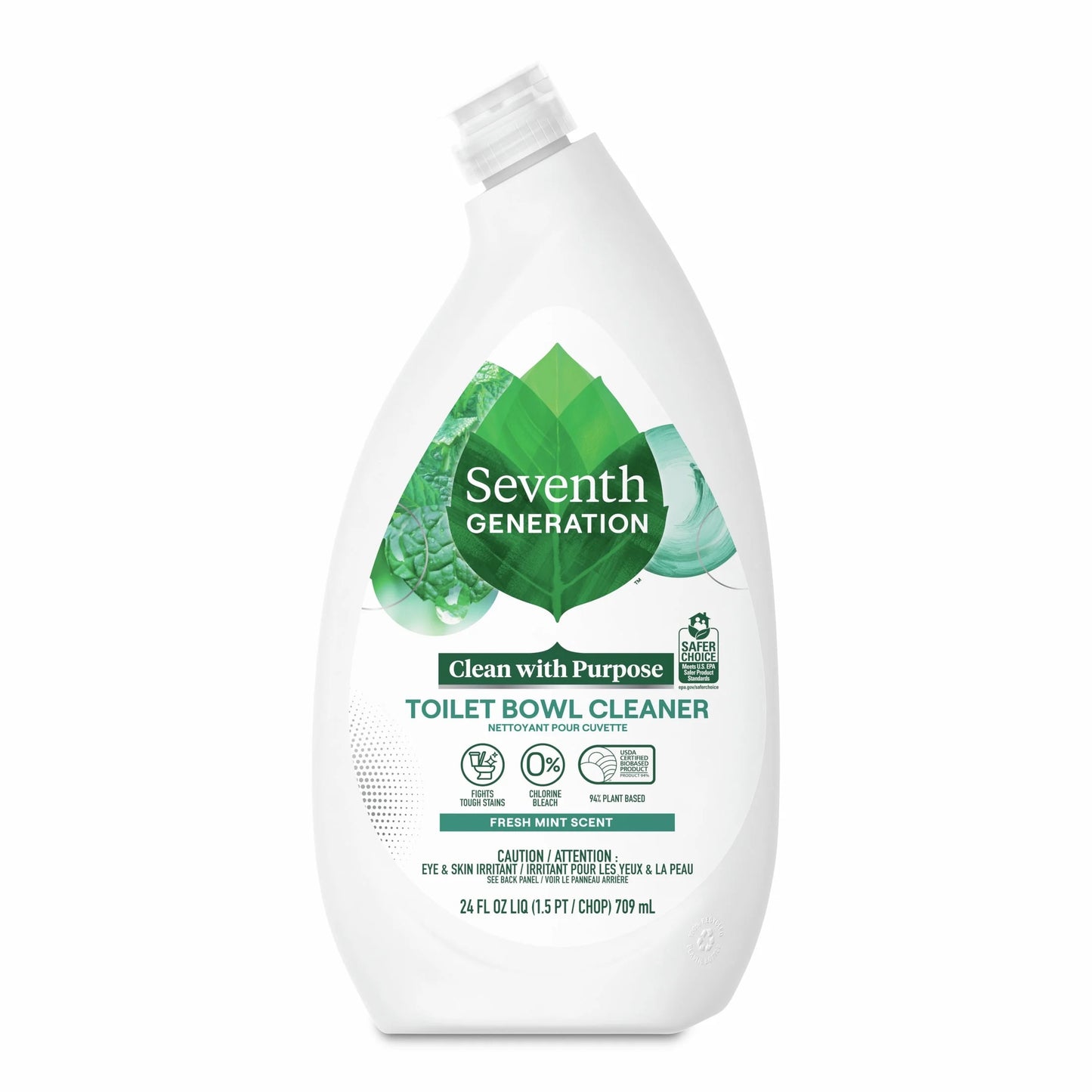 Toilet Bowl Cleaner without Chlorine Bleach, Fresh Mint Ammonia Free, 24 Oz