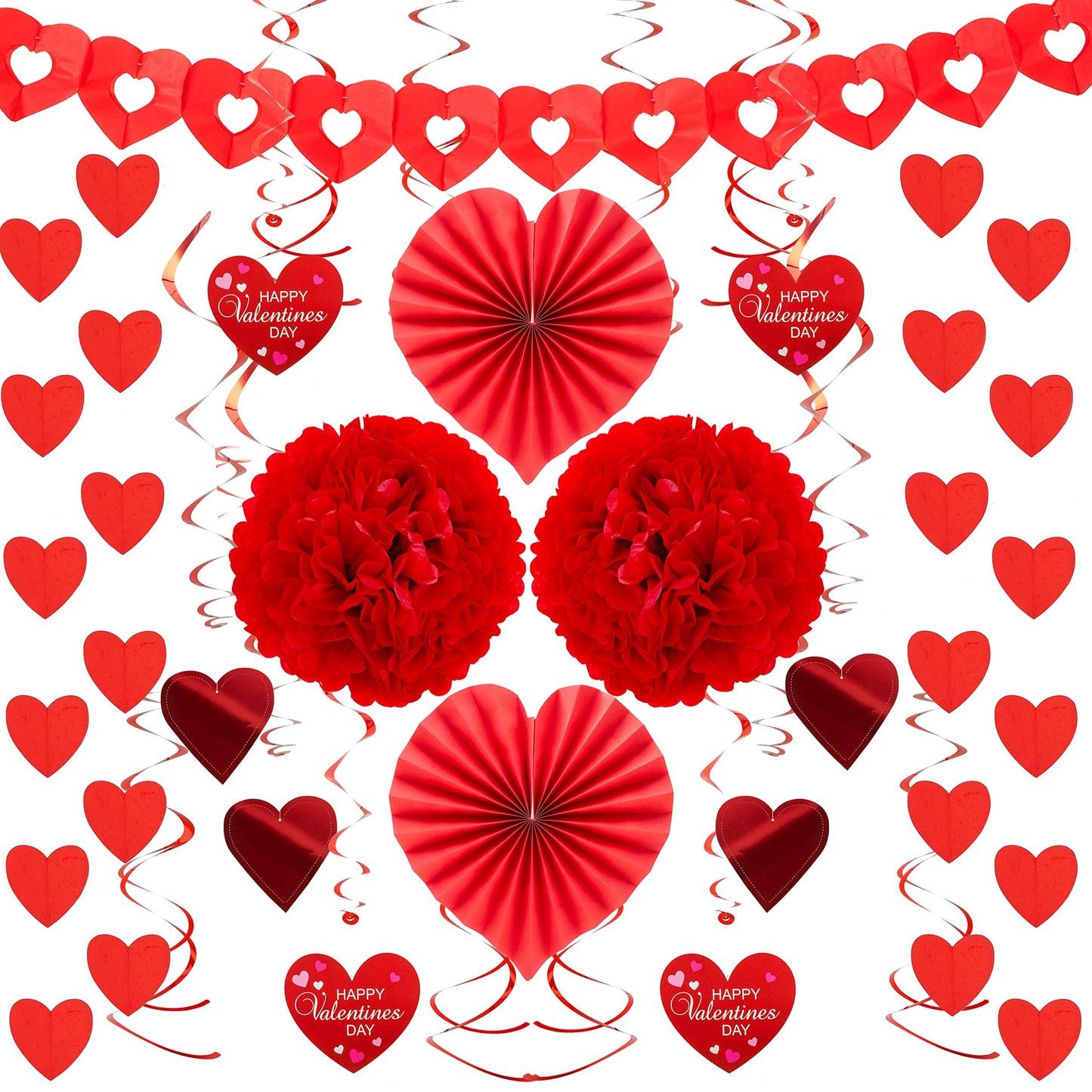 Valentines Day Party Decorations Kits with Banner, 15.50 X 6.60 X 1.10 in Plastic, 27 Count