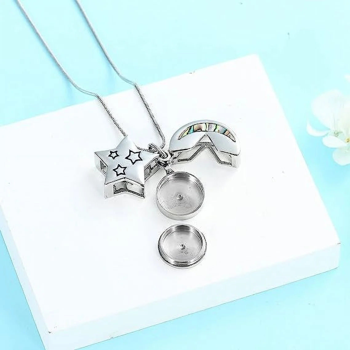 Moon & Star Urn Necklaces for Ashes Celtic Knot Cremation Jewelry for Ashes Memory Jewelry for Women Men