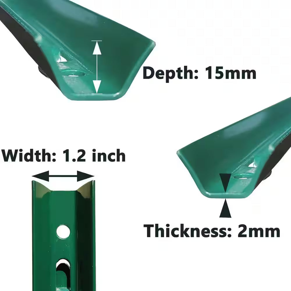 4 Ft. Fence Post Sturdy Duty Metal-Wire Fencing Steel Post for Outdoor in Green (10-Packs)