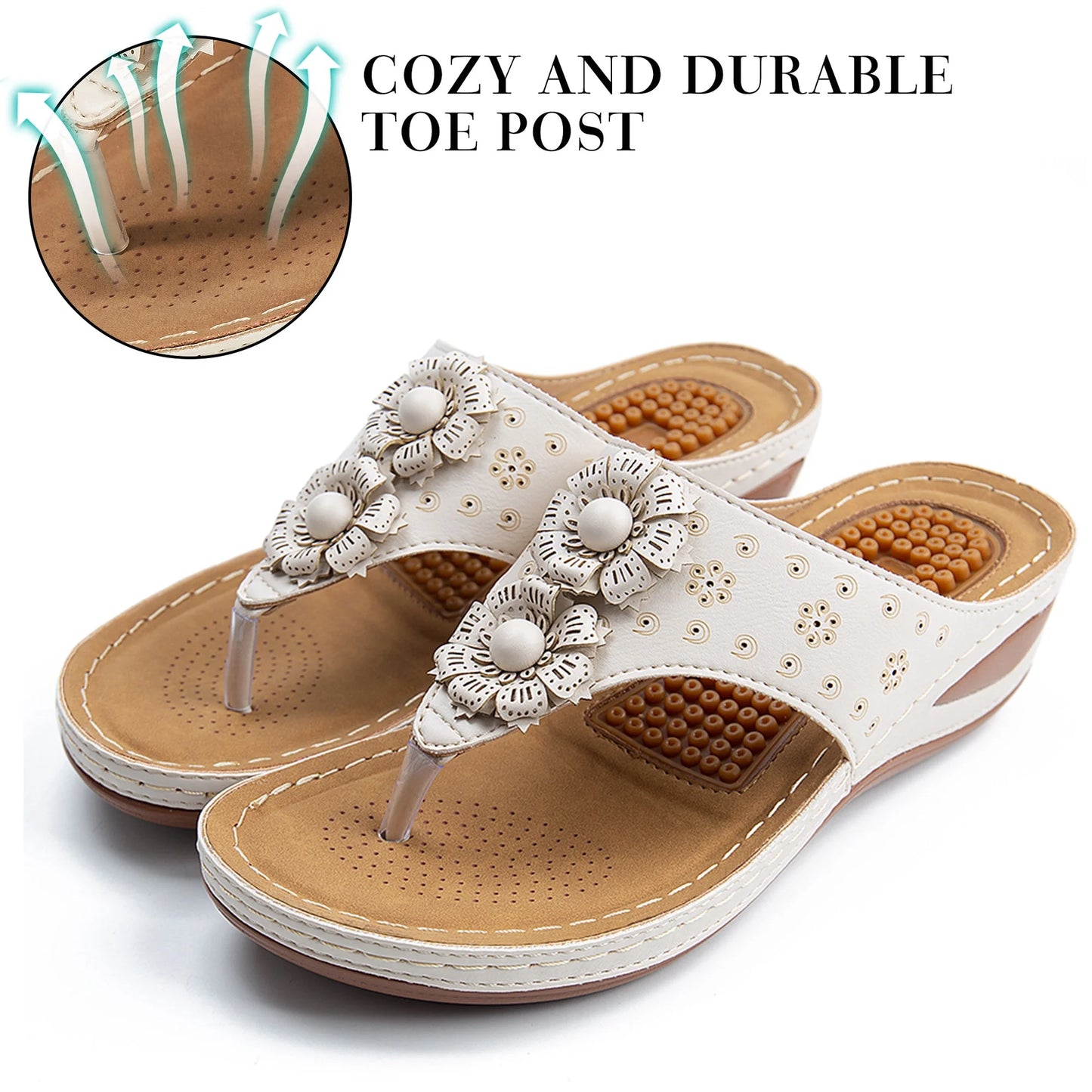 Women Sandals Flip Flops for Women Summer Casual Wedge Sandals Shoes Massage Function
