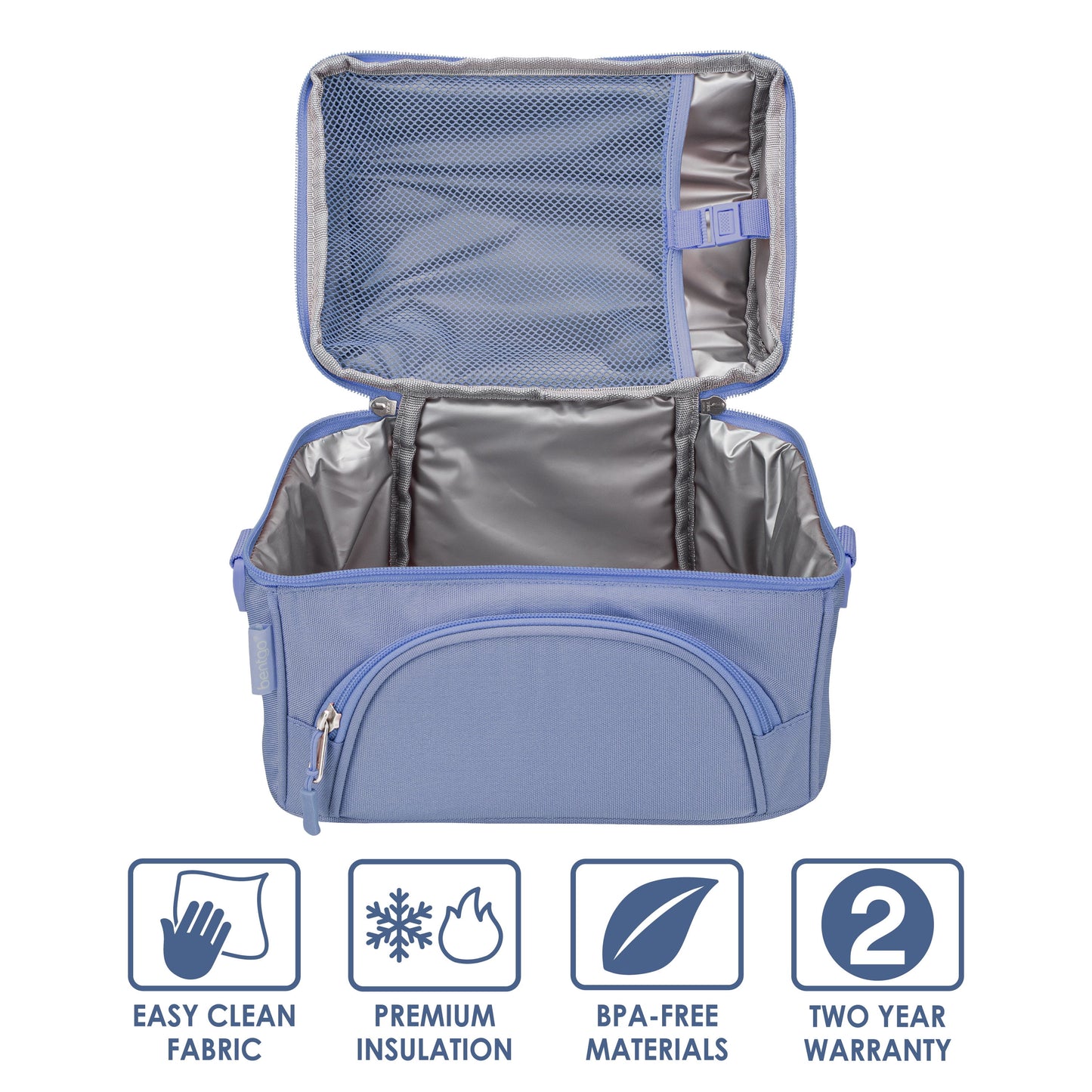 Deluxe Lunch Bag - Durable and Insulated Lunch Tote with Zippered Outer Pocket, Internal Mesh Pocket, Padded & Adjustable Straps, & 2-Way Zippers - Fits Most  Lunch Boxes (Slate)