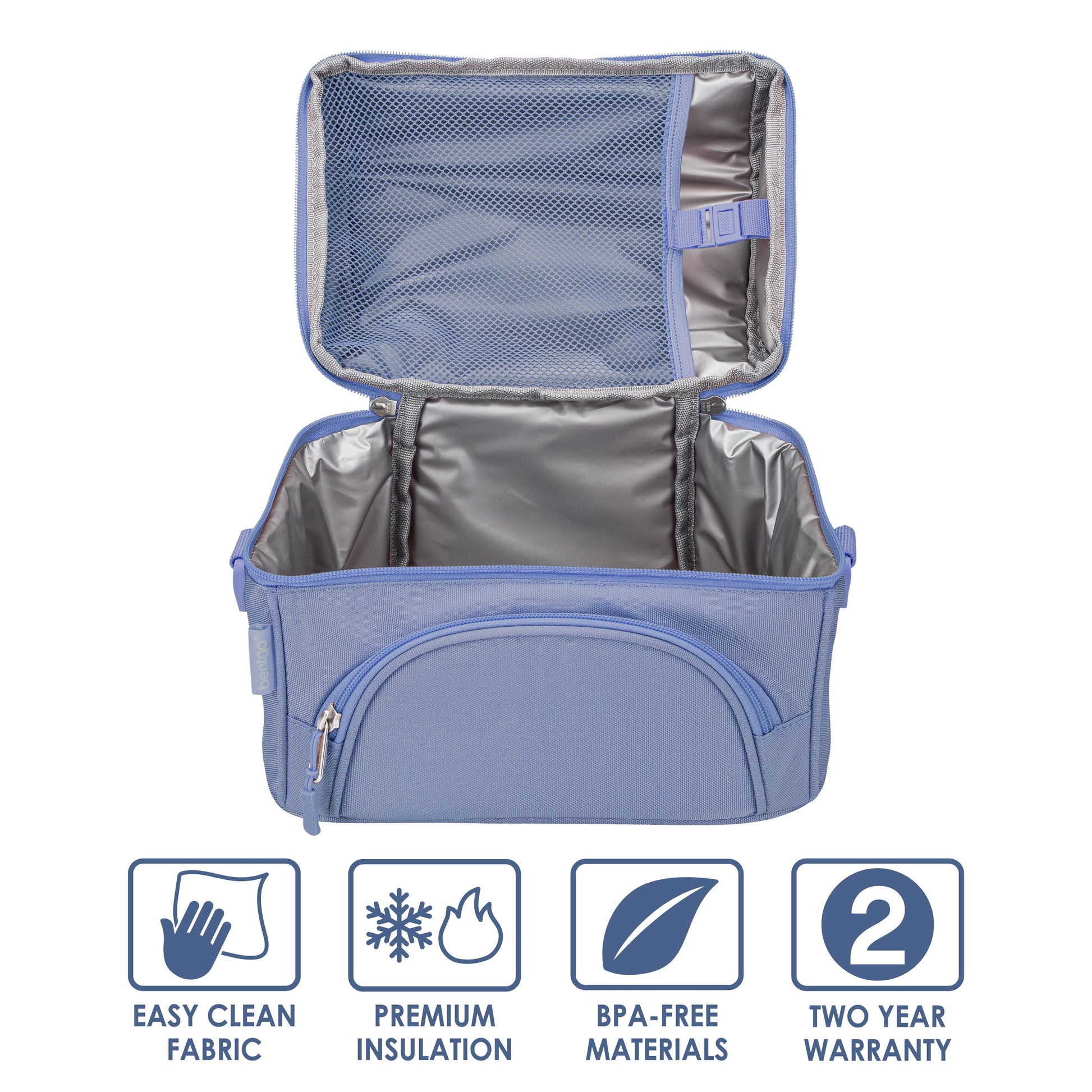 Deluxe Lunch Bag - Durable and Insulated Lunch Tote with Zippered Outer Pocket, Internal Mesh Pocket, Padded & Adjustable Straps, & 2-Way Zippers - Fits Most  Lunch Boxes (Slate)