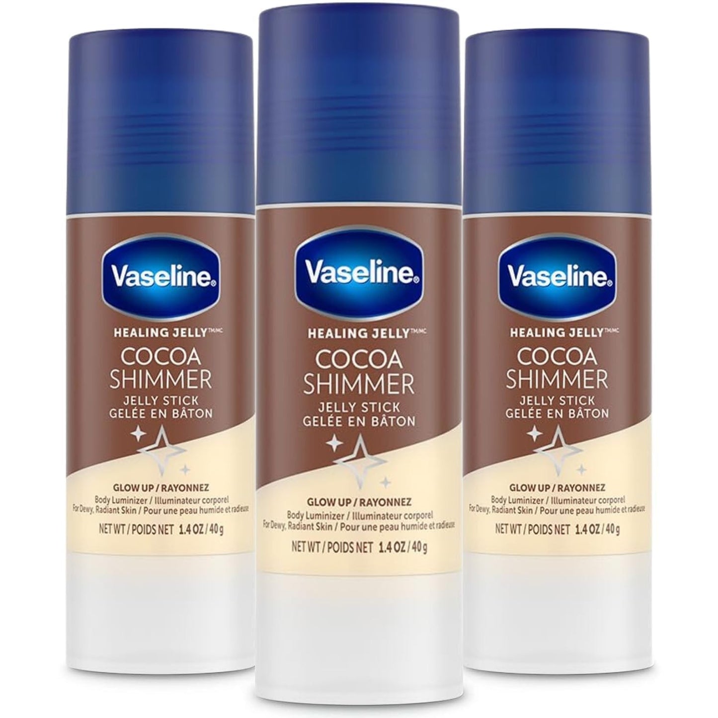 Unilever Vaseline Cocoa Shimmer Jelly Stick GLOW up Body Luminizer for Dewy