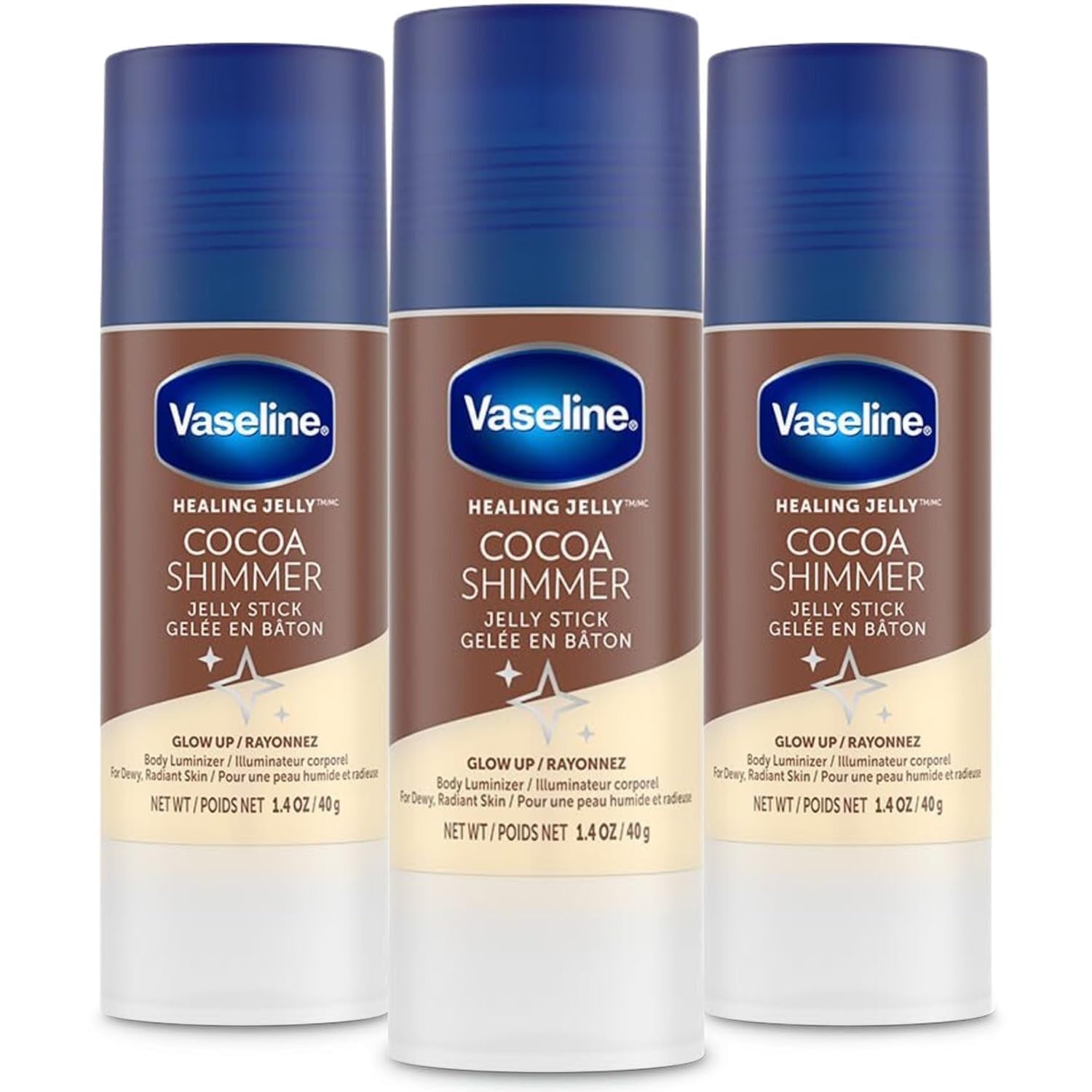 Unilever Vaseline Cocoa Shimmer Jelly Stick GLOW up Body Luminizer for Dewy