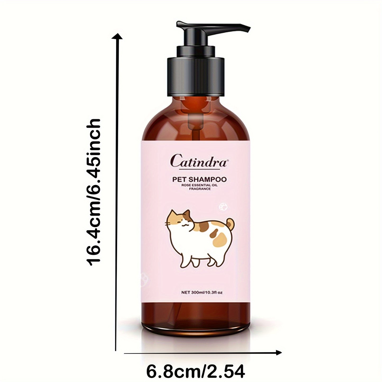 1pc GentleCare Catindra Pet Shampoo - Soothing Rose Essential Oil Fragrance, Tear-Free Formula, Non-Irritating, Odor-Eliminating, Softening Fur Care for Dogs and Cats - 300ml Bottle