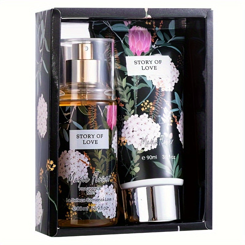 2.98oz Fragrance Mist&3.04oz Perfumed Body Lotion, Floral Notes, A Perfect Gift For Her, Nourishing Moisturizing Gift Set
