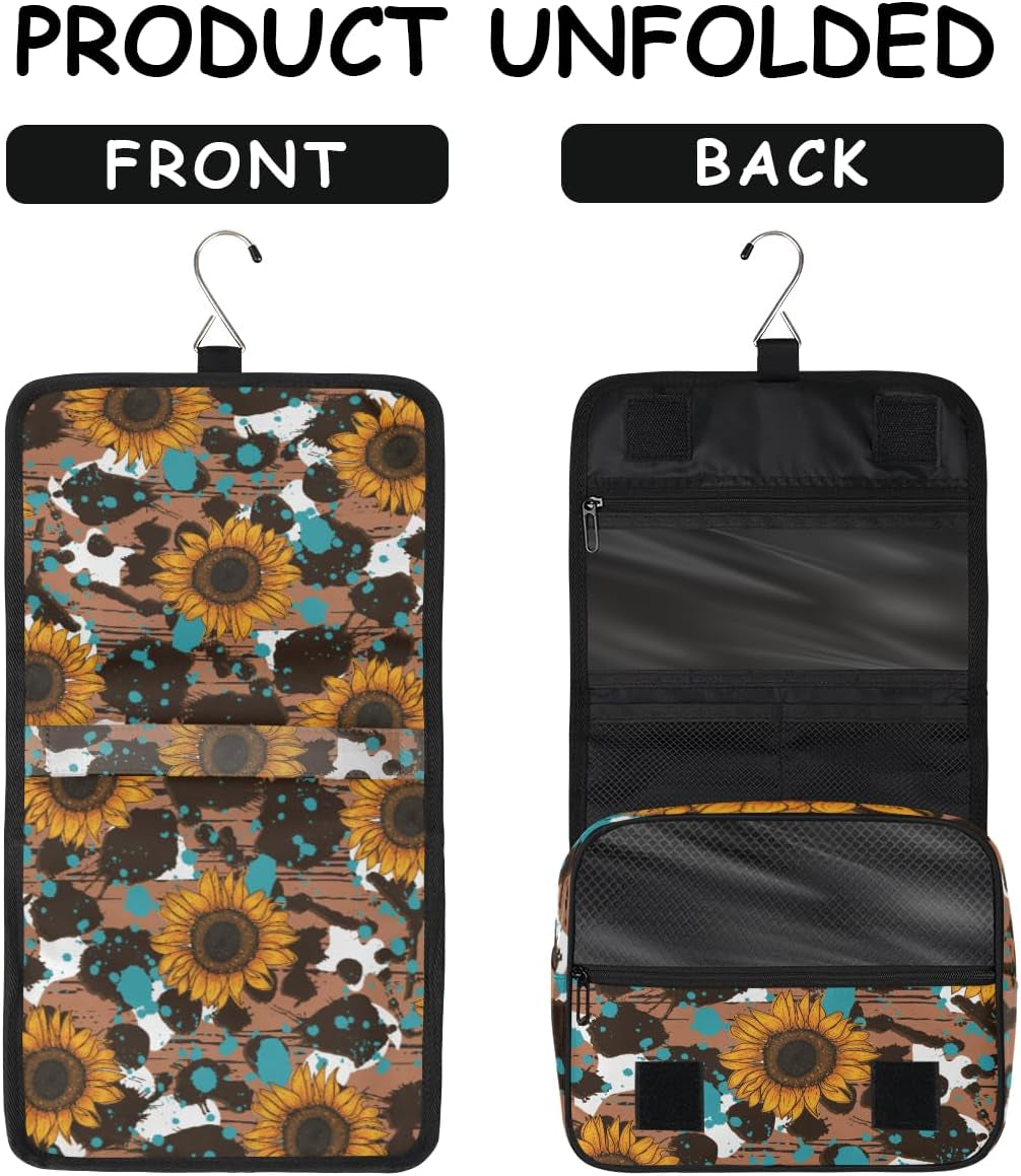 Sunflower Makeup Bag for Women, Hanging Toiletry Bag, Portable Cosmetic Bag, Travel Essentials Gift for Women