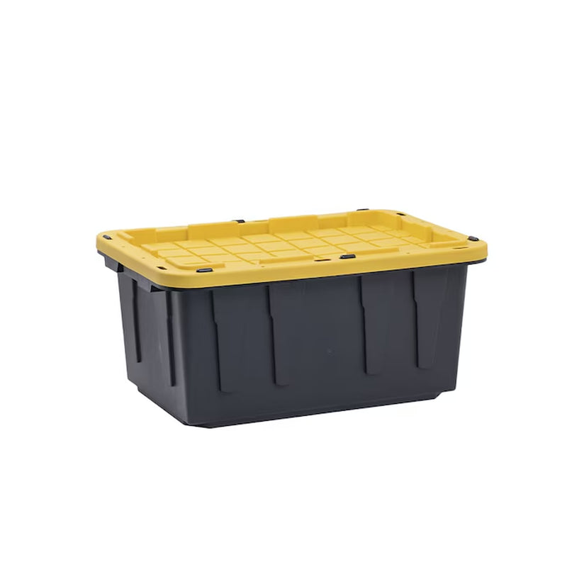 Commander Medium 16 -Gallons ( 64 -Quarts ) Black and Yellow Stackable Tote with Standard Snap Lid