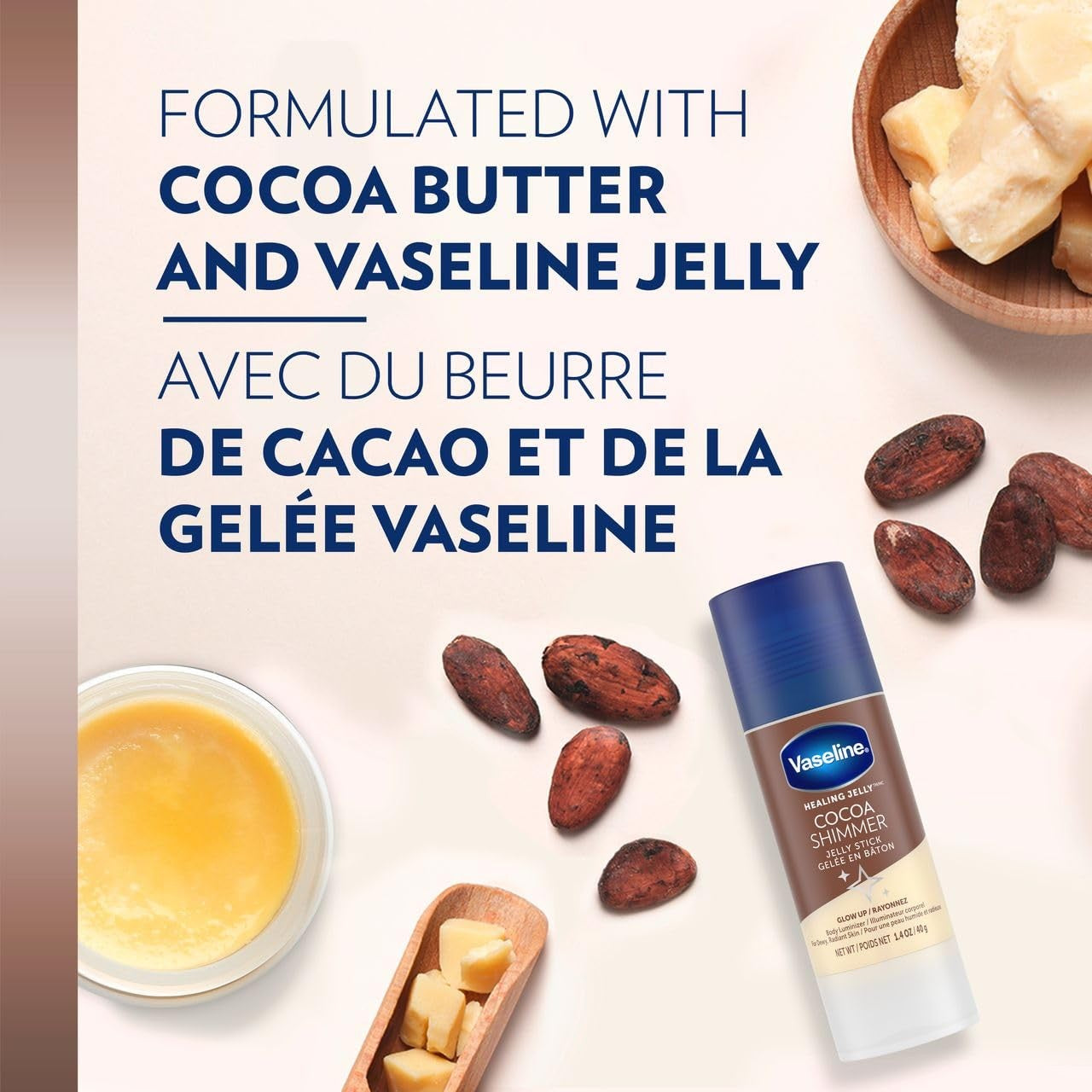 Unilever Vaseline Cocoa Shimmer Jelly Stick GLOW up Body Luminizer for Dewy