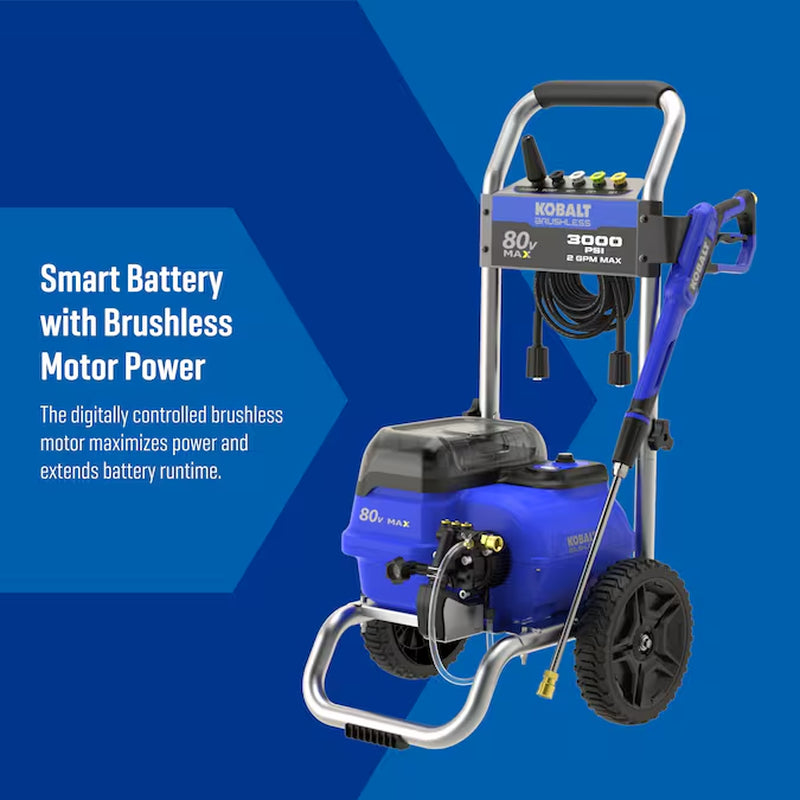 3000-PSI 2-GPM Cold Water Battery Pressure Washer with 5 Spray Tips 4 Ah (Battery Included) (Charger Included)