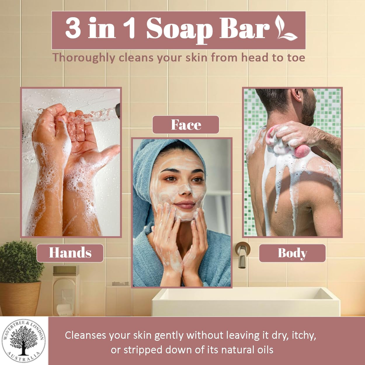 English Rose Scented Natural Soap Bars for Women & Men (2 X 7Oz) – Moisturizing Triple-Milled Soap Bars Enriched with Shea Butter – Plant-Based Bath & Body Bar for All Skin Types