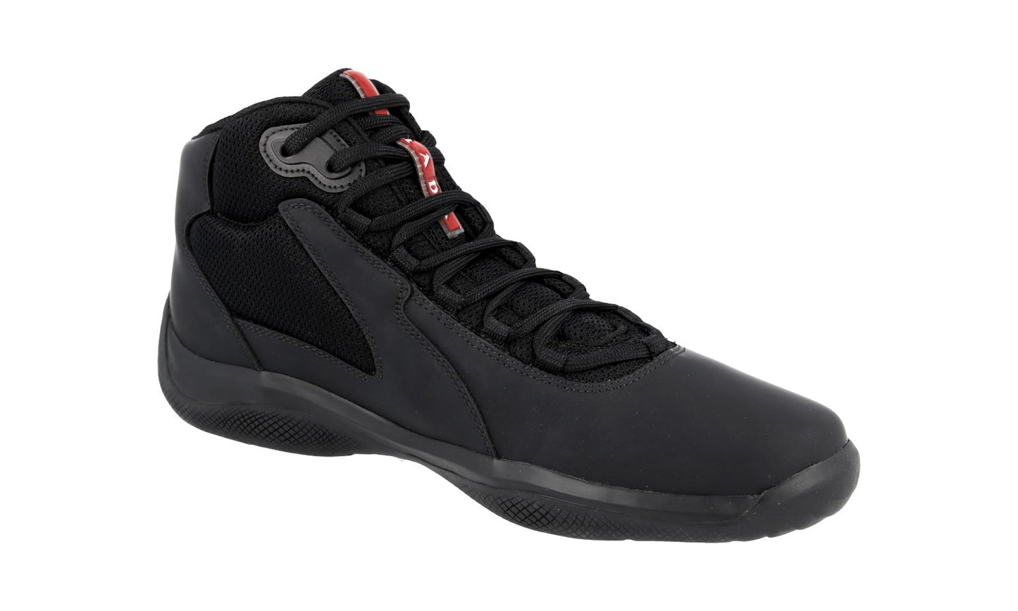 PRADA AMERICAS CUP HIGH-TOP SNEAKERS SHOES 4T2871 BLACK
