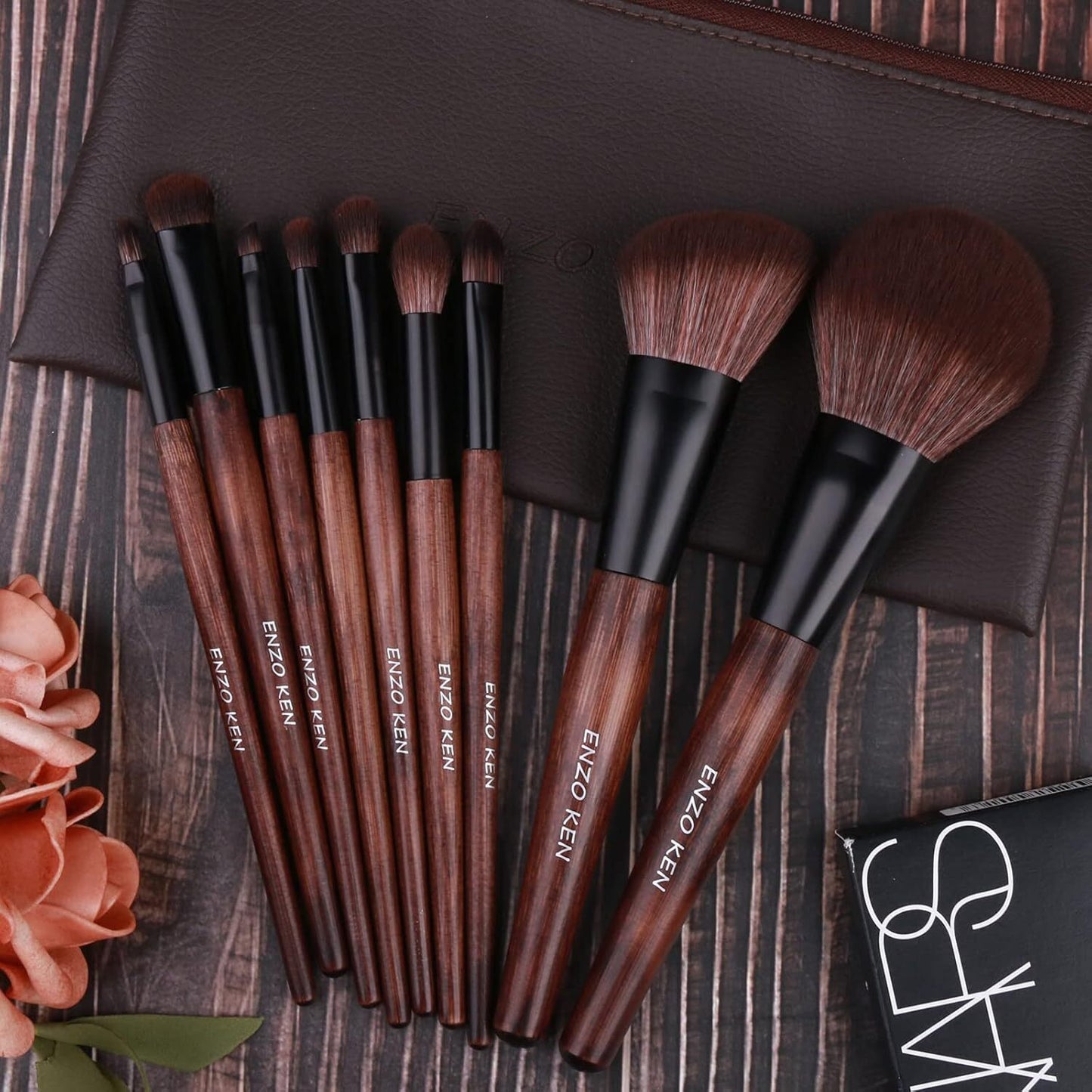 Brushes Set Professional, Sable Makeup Brush Set with Case by Luxury ENZO KEN