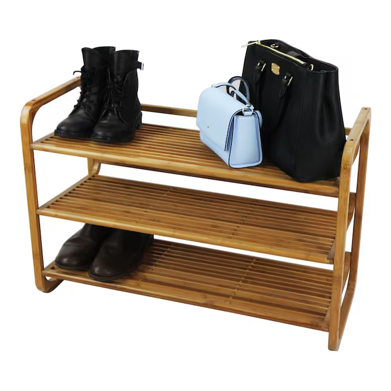 20.0-Inches H 3.0 Tier 12 Pair Brown Wood Shoe Rack