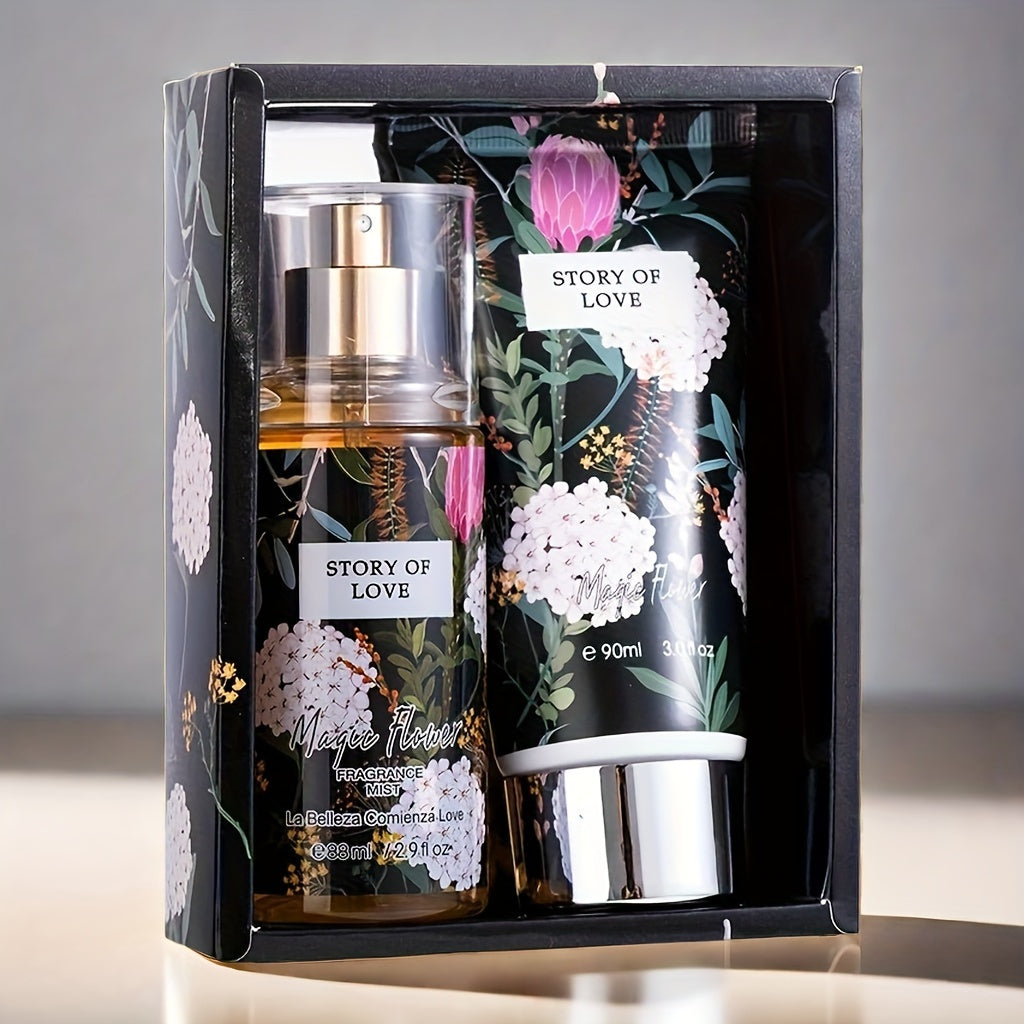 2.98oz Fragrance Mist&3.04oz Perfumed Body Lotion, Floral Notes, A Perfect Gift For Her, Nourishing Moisturizing Gift Set