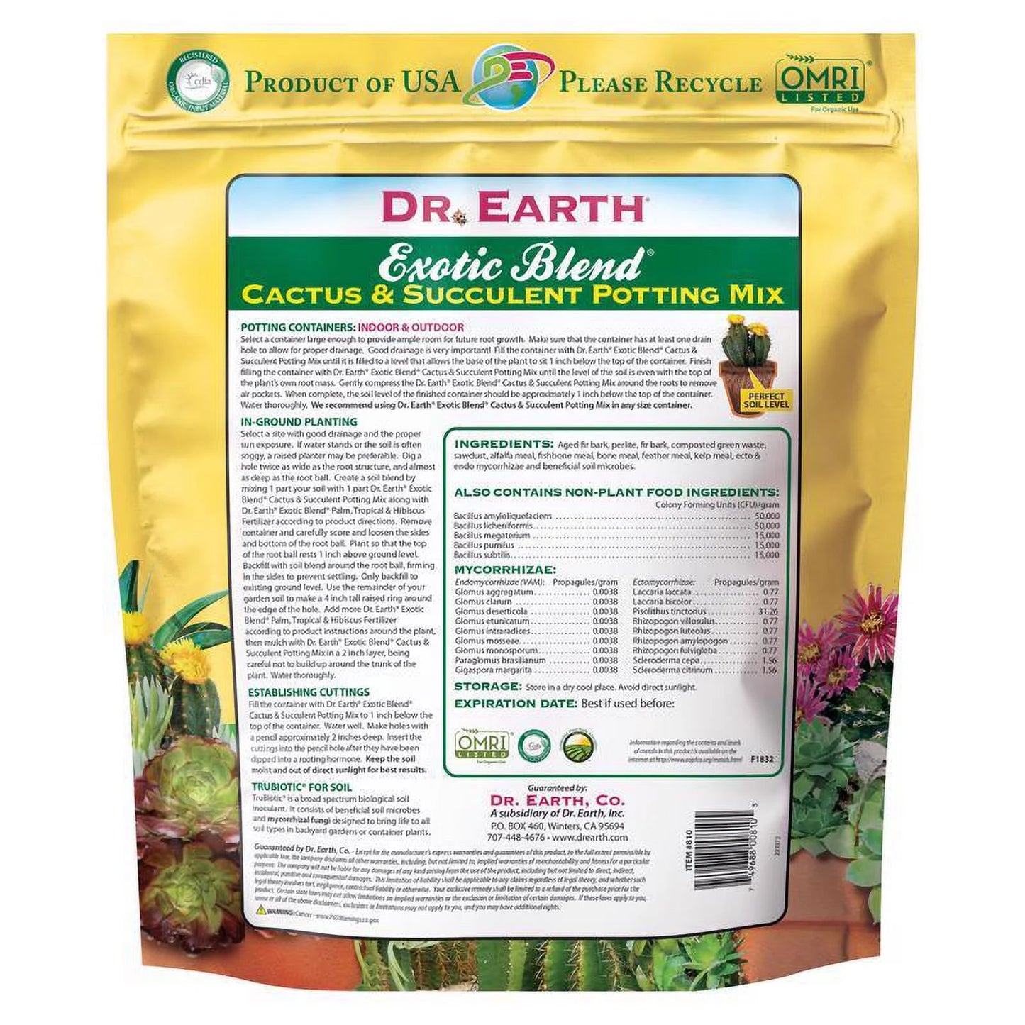 Organic & Natural Exotic Blend Cactus & Succulent Potting Soil, 8 QT