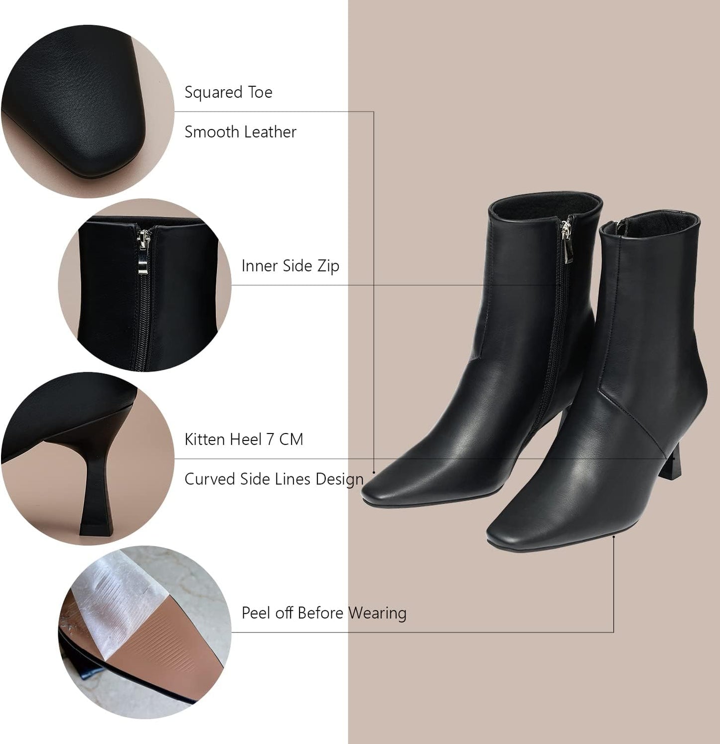 Brown Ankle-High Women'S Boots | Pointed Toe, Block Heel, Casual Booties for Women | Autumn, Winter