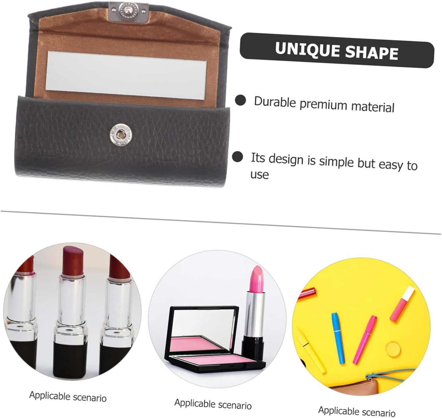 Delicate Lipstick Holder with Mirror Small Leather Lipstick Case for Women for Purse Durable Design with Snap Button for Travel and Daily Use